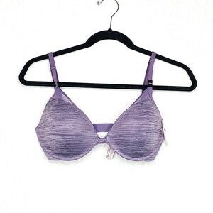 NWT Victoria's Secret Purple Heather Mesh Trim Push Up Padded Plunge Bra Sz 32DD